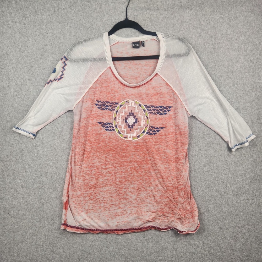 Cruel Girl Shirt Womens Size Large Aztec Southwest Print Gauzy Y2k